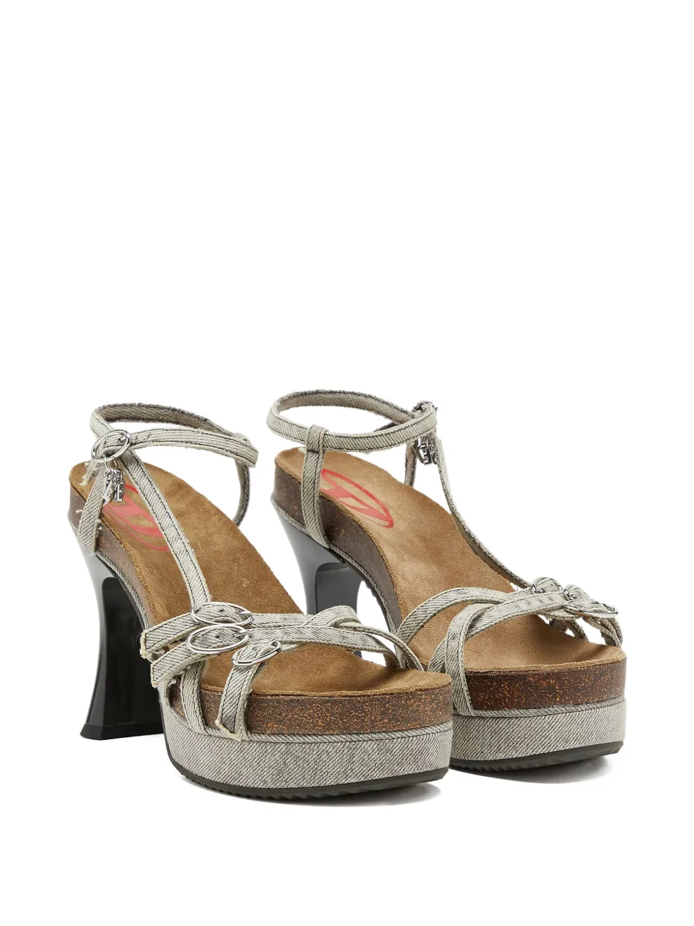 Diesel 105 mm D-Woodstock sandalen met plateauzool Grijs