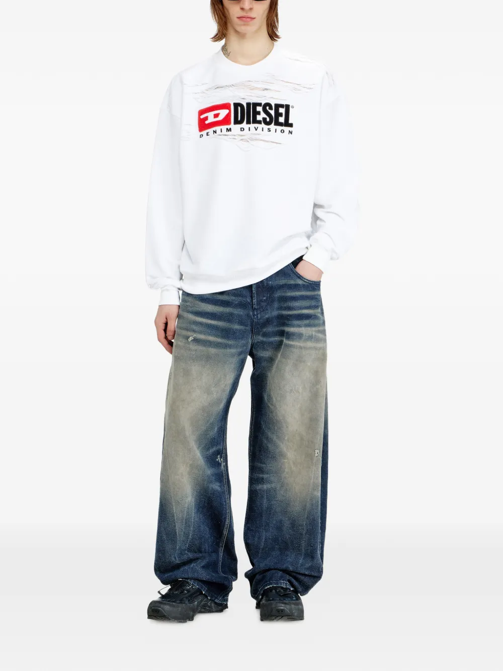 Diesel S-Boxt-V1 sweater met logodetail Wit