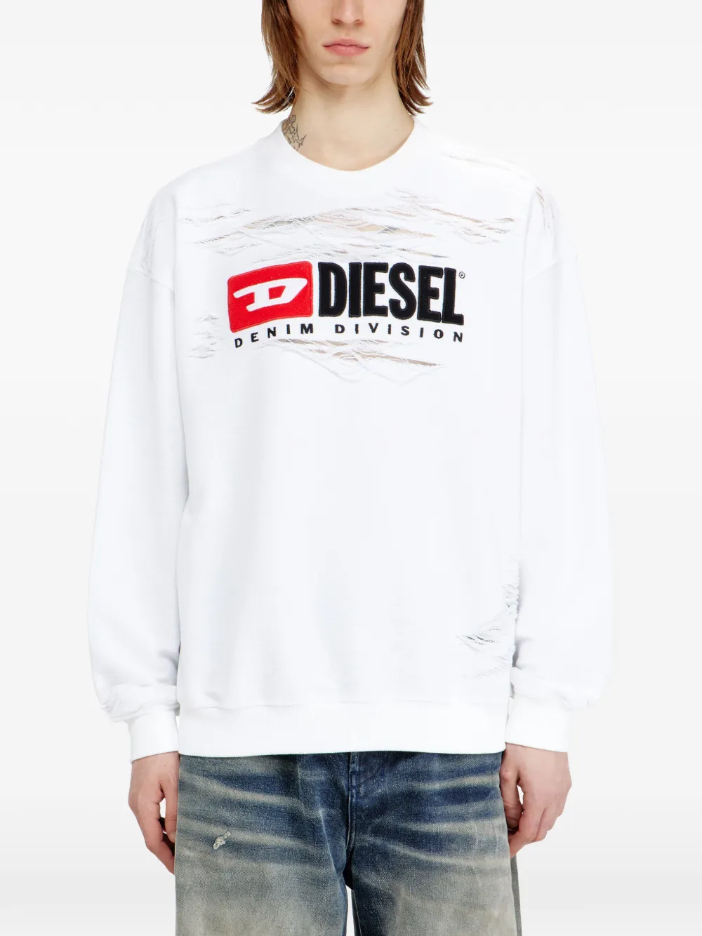 Diesel S-Boxt-V1 sweater met logodetail Wit