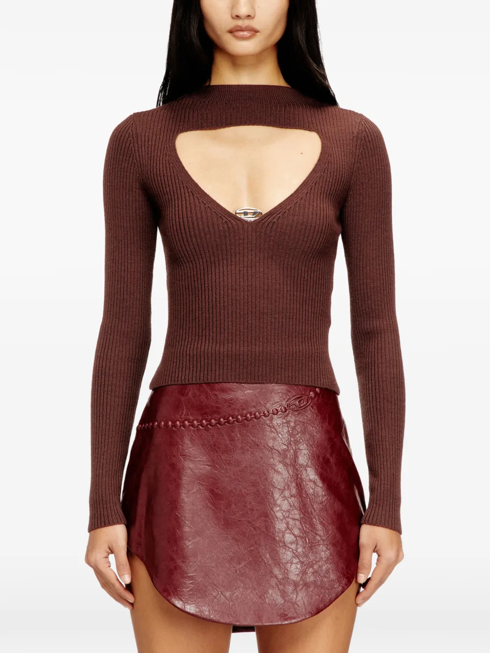  Diesel M-olina Ribbed Top - Brown 