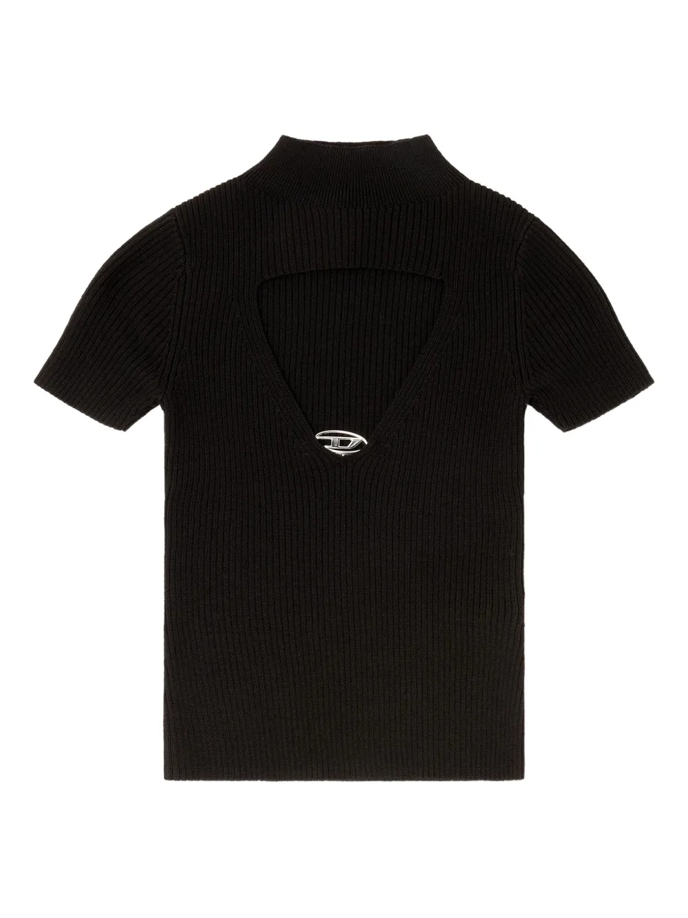 Diesel M-olive Cut-out Oval Hardware T-shirt In Black