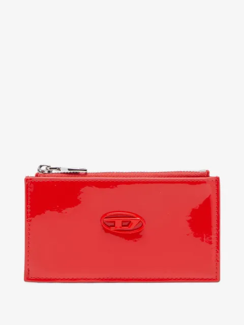 Diesel logo-plaque zip-fastening card holder