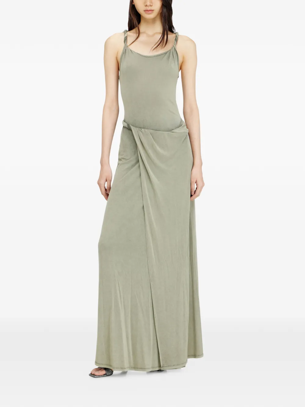 Diesel D-estiga-s1 maxi-dress met gedraaid bandje Groen