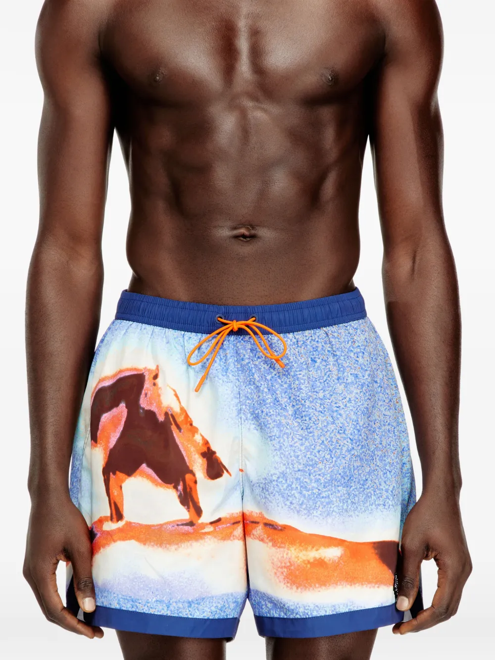 Diesel Zwembroek met surfboard-print Blauw