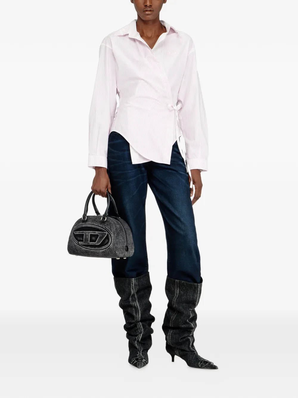 Diesel C-Delphos gestreepte blouse Wit