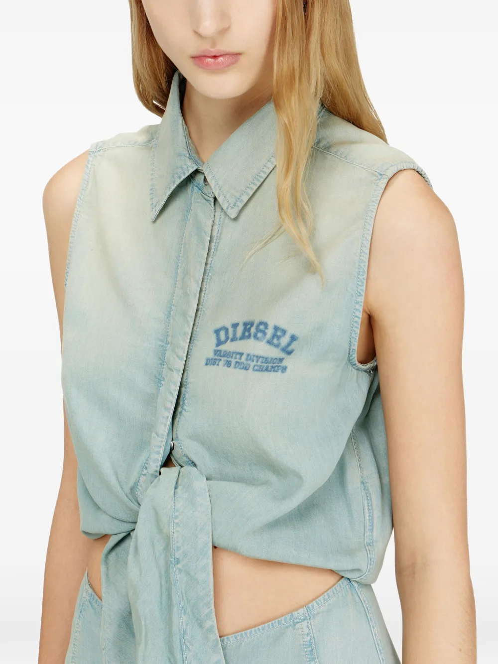 Diesel De-Susy-S midi-jurk met gestrikte taille Blauw