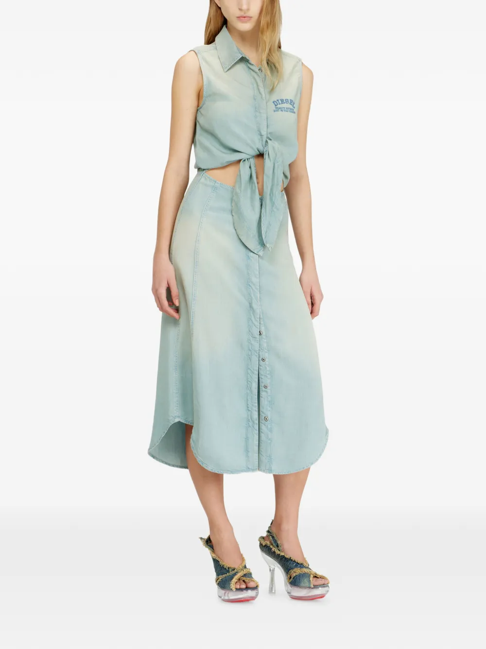 Diesel De-Susy-S midi-jurk met gestrikte taille Blauw