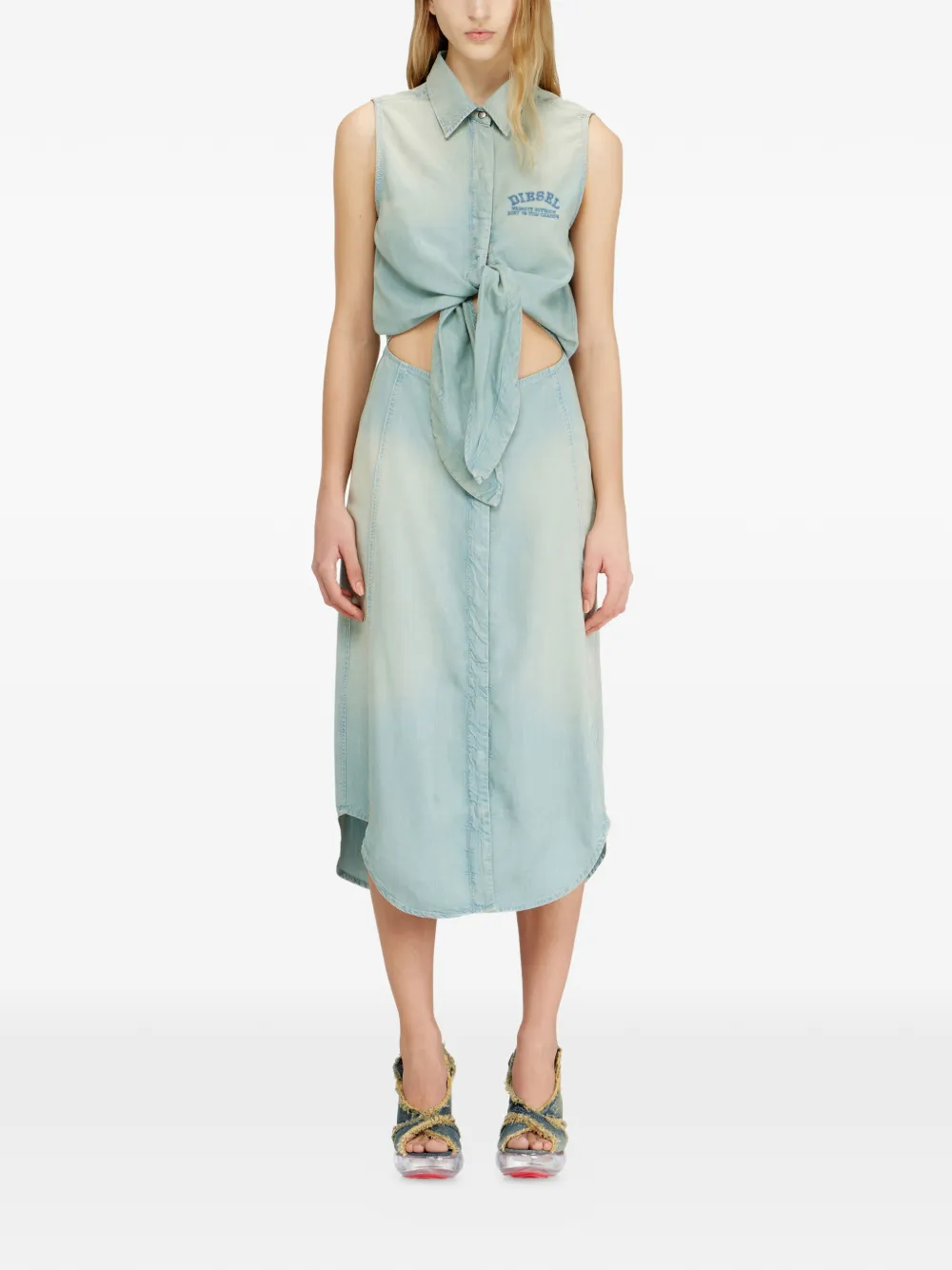 Diesel De-Susy-S midi-jurk met gestrikte taille Blauw