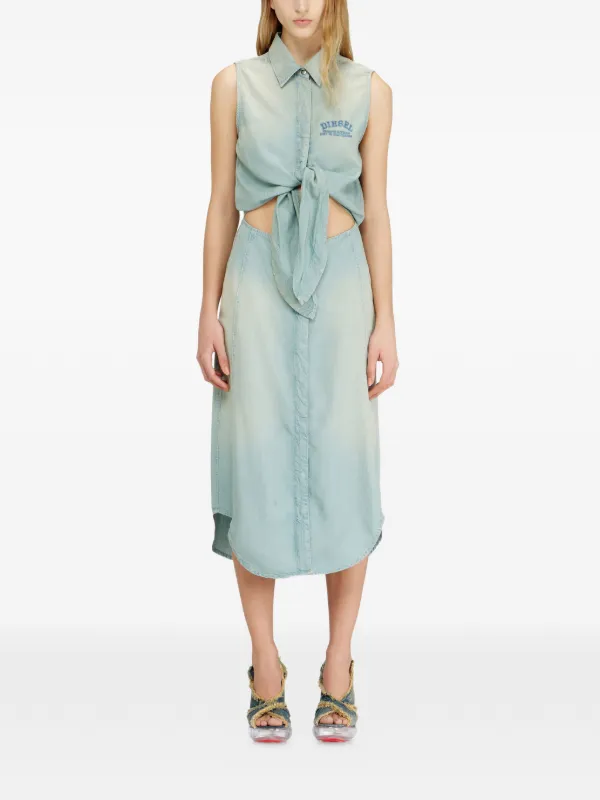 denim effect dress Desigual, Denim-effect mini dress, Women, Polyester, Blue, S