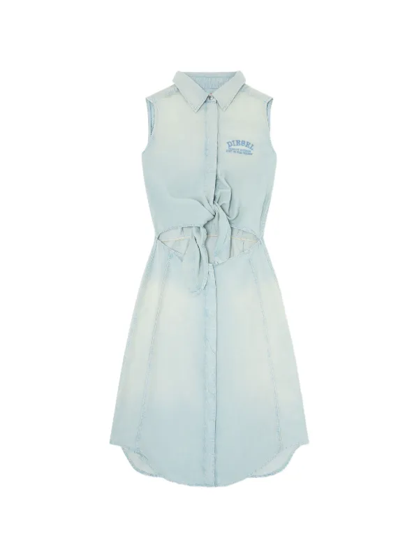 denim effect dress Gunnel Blue Faded Effect Denim Mini Dress (Final Sale-US Only), S / Blue