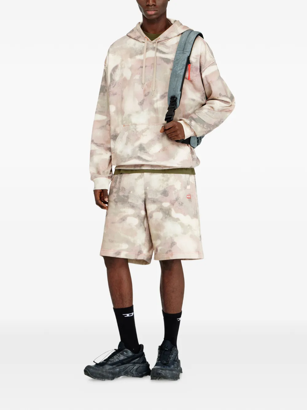  Diesel P-crone Abstract-pattern Shorts - Neutrals 