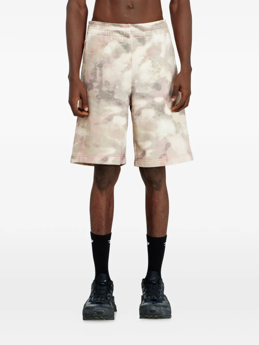  Diesel P-crone Abstract-pattern Shorts - Neutrals 