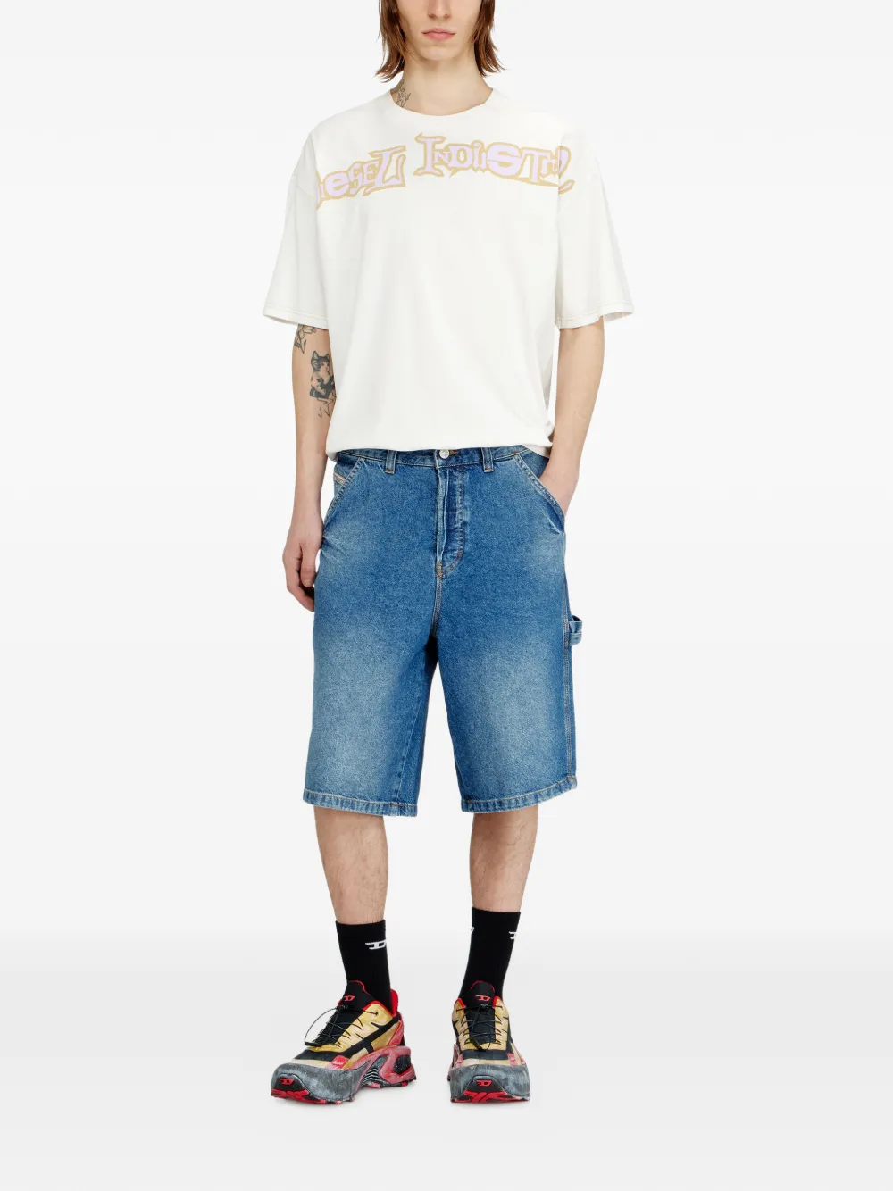 Diesel Denim shorts in cargo stijl Blauw