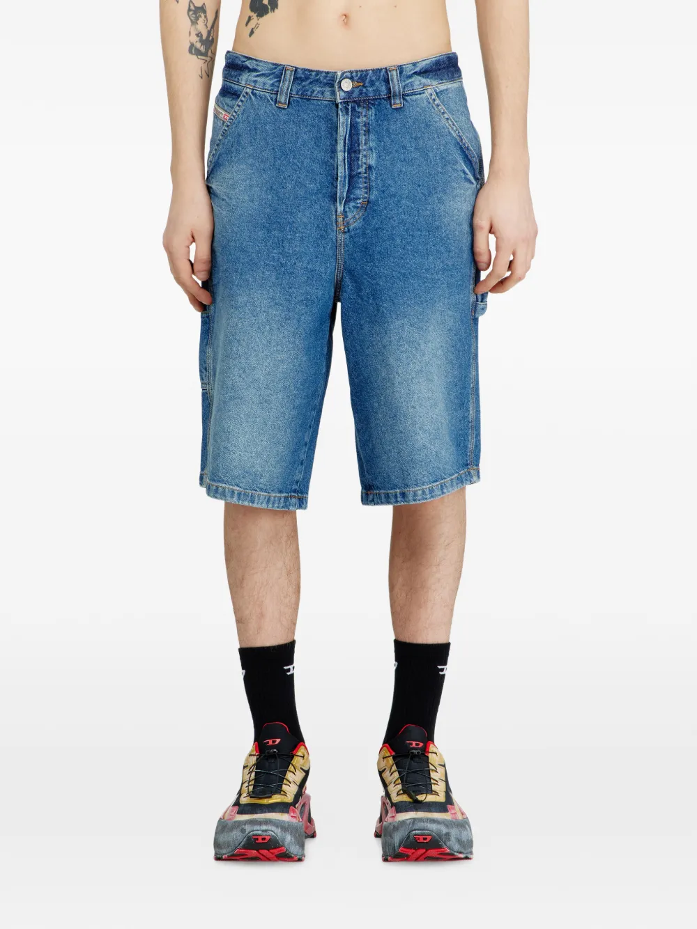 Diesel Denim shorts in cargo stijl Blauw