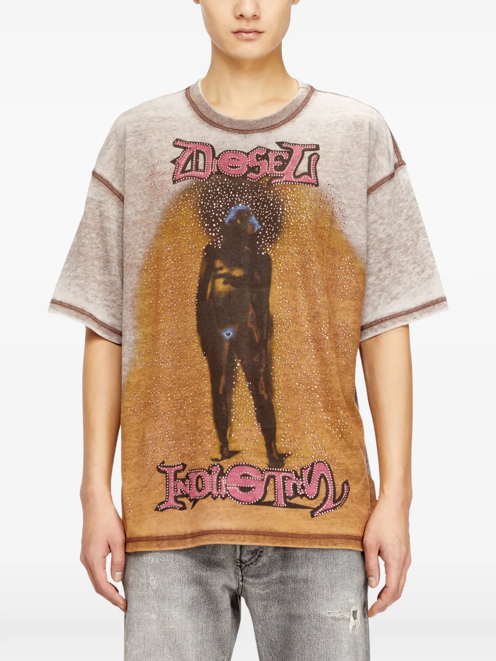  Diesel Studded Graphic T-shirt - Neutrals 