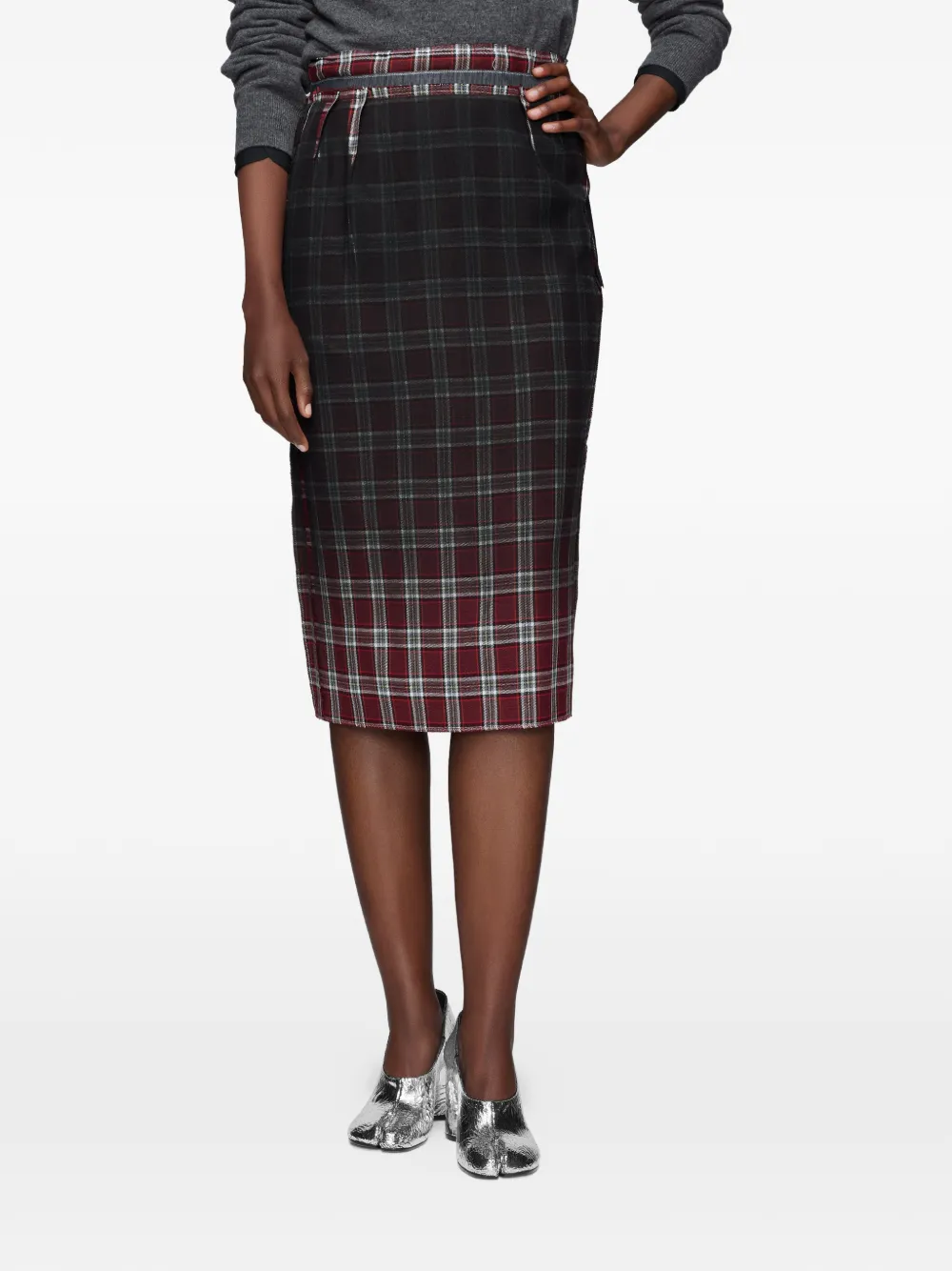 Maison Margiela Midi-rok met tartan ruit Rood