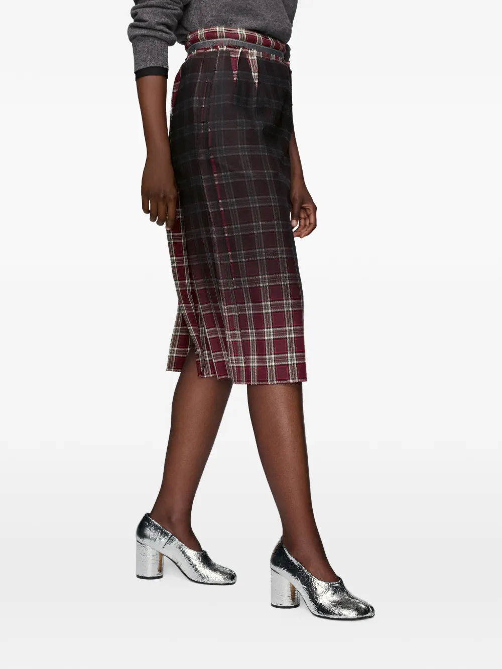Maison Margiela Midi-rok met tartan ruit Rood