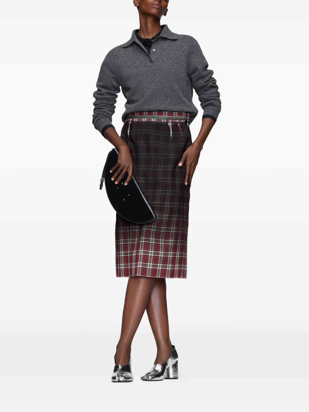 Maison Margiela Midi-rok met tartan ruit - Rood