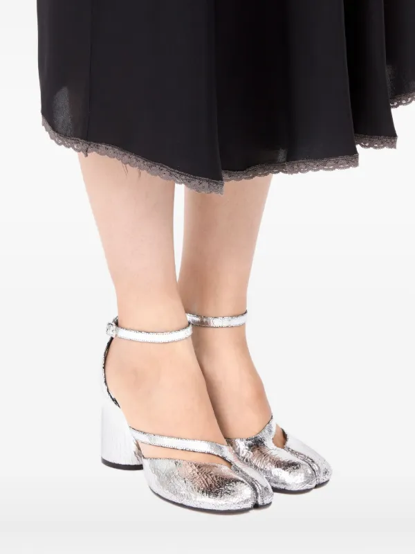 Maison Margiela Tabi Leather Pumps | Silver | FARFETCH