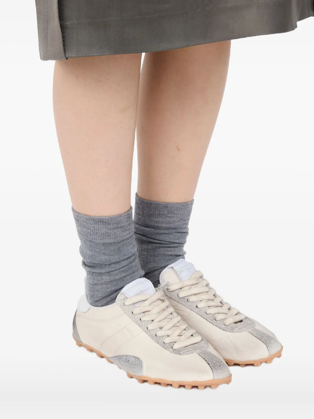 Maison Margiela Leather Sneakers In Neutral