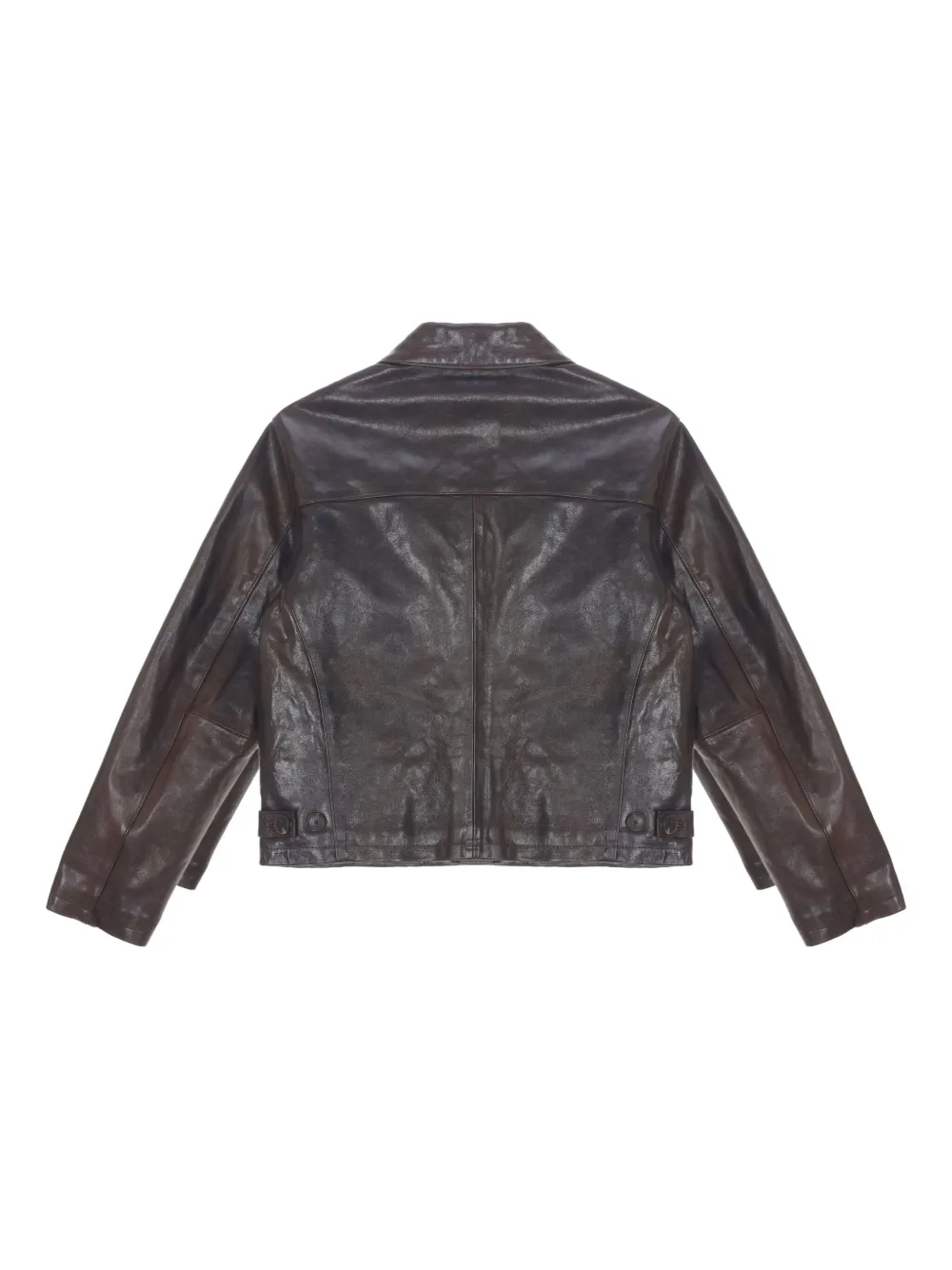Auralee Buttoned Leather Blouson In Brown