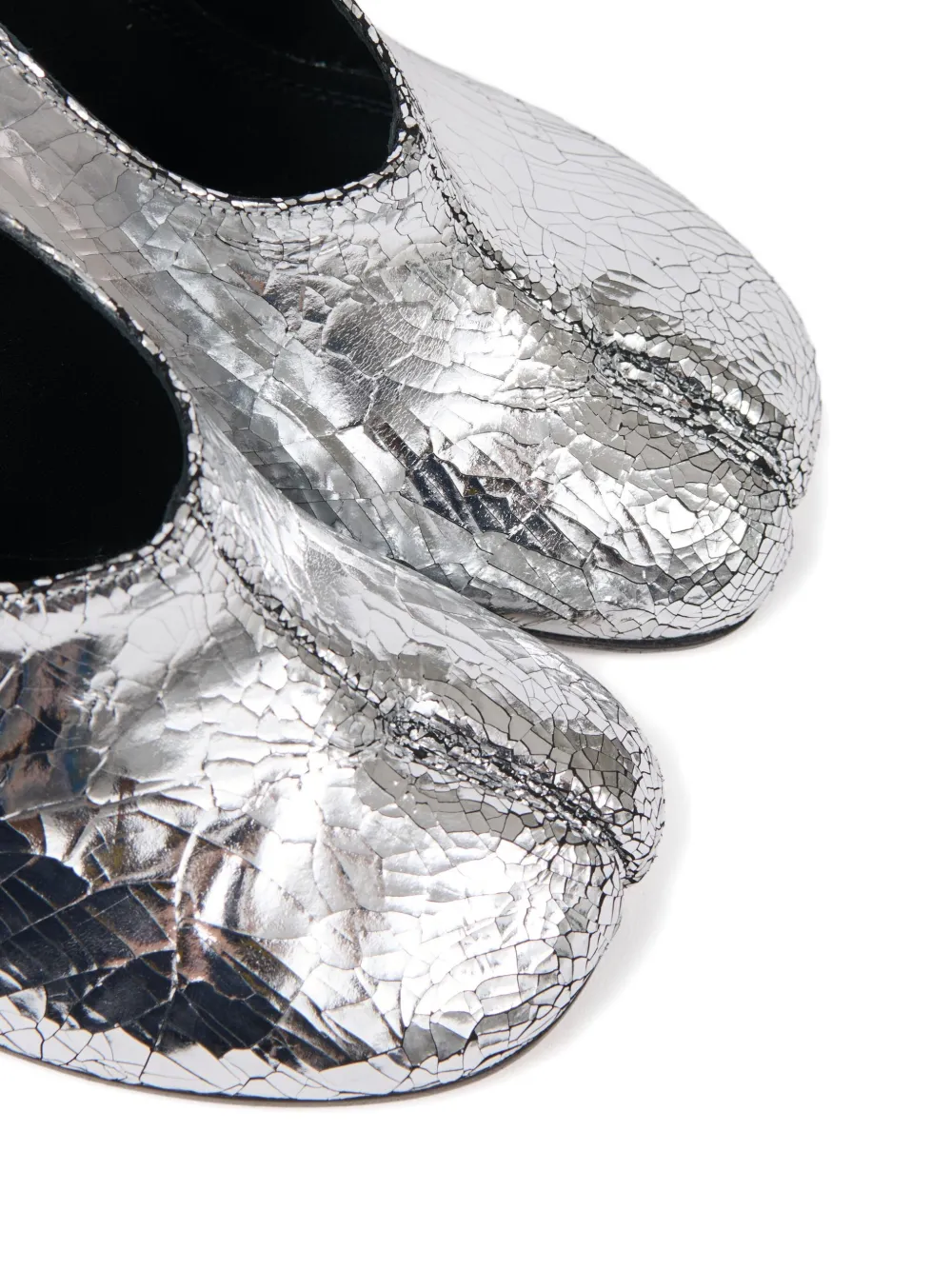 Maison Margiela 80 mm Tabi Broken Mirror hoge pumps Zilver