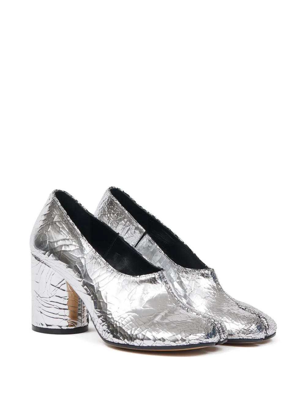 Maison Margiela 80 mm Tabi Broken Mirror hoge pumps Zilver