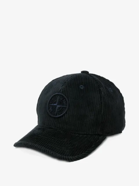 Stone Island Junior gorra de pana con parche del logo 