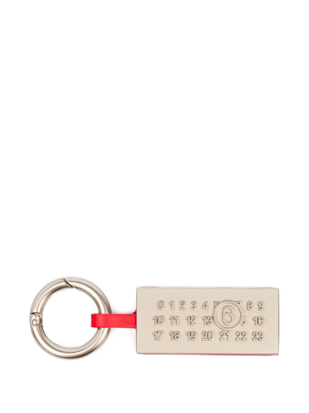 Mm6 Maison Margiela Single-stitch Logo Leather Key Ring In Silver
