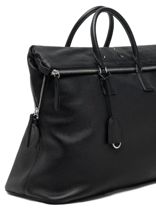 Maison Margiela XL 5AC Zip Leather Tote Bag | Black | FARFETCH
