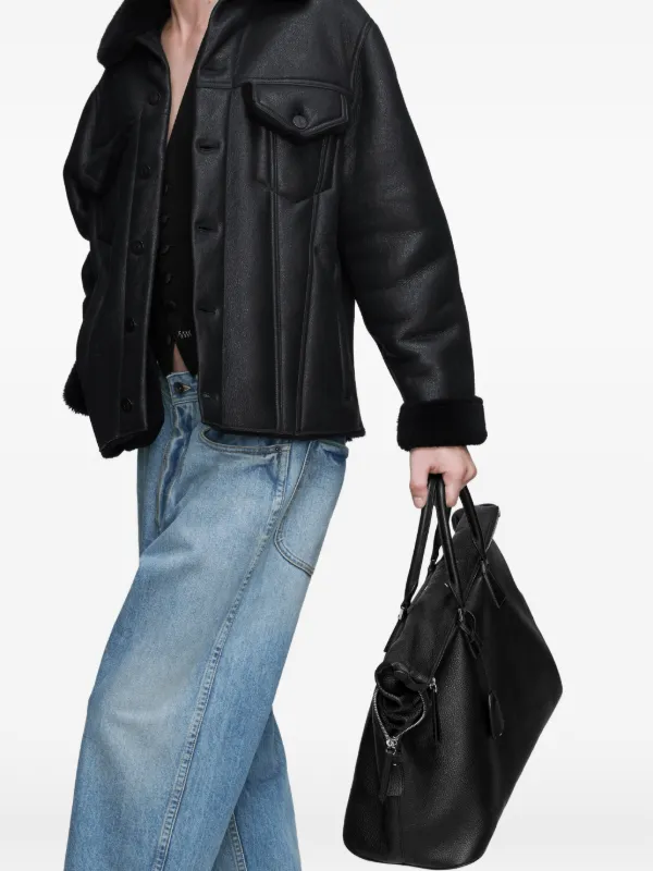 Maison Margiela XL 5AC Zip Leather Tote Bag | Neutrals | FARFETCH