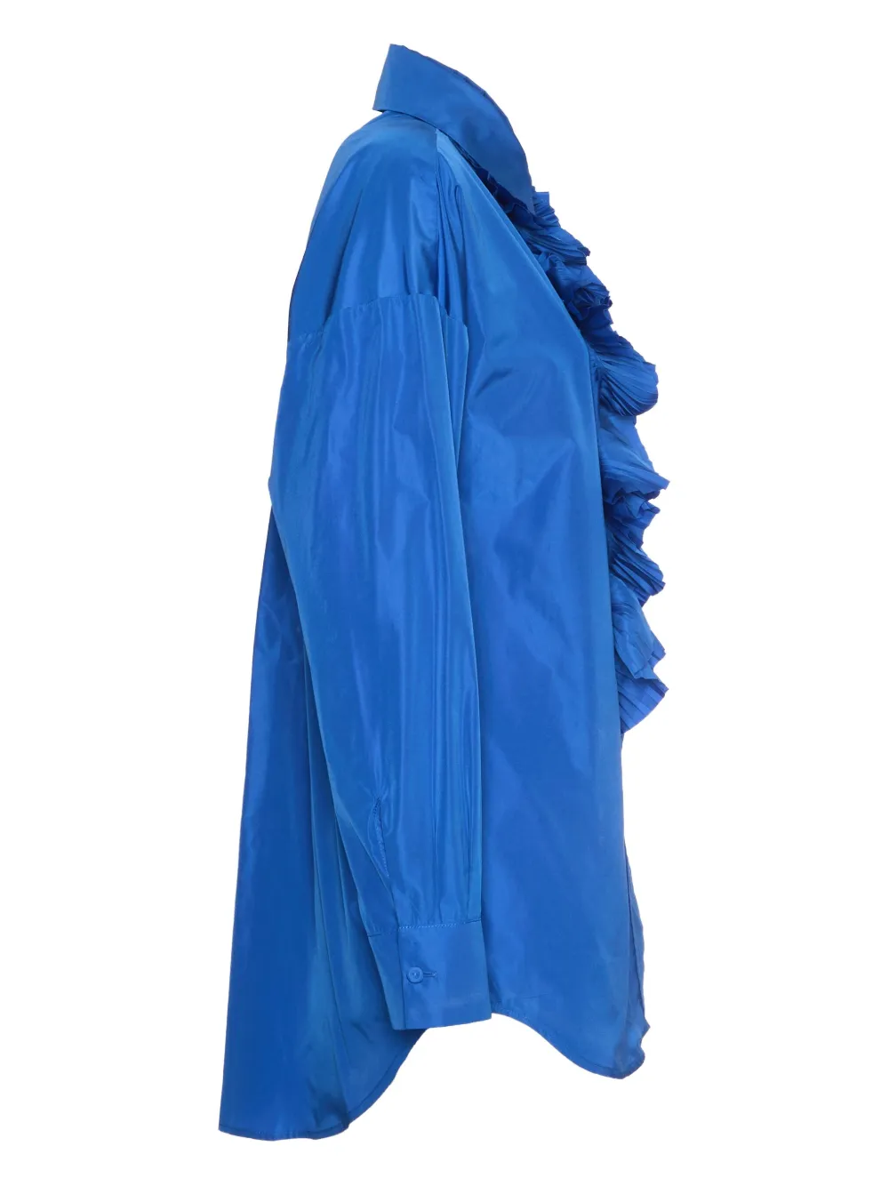 P.A.R.O.S.H. Pimpy blouse met ruches en lange mouwen Blauw