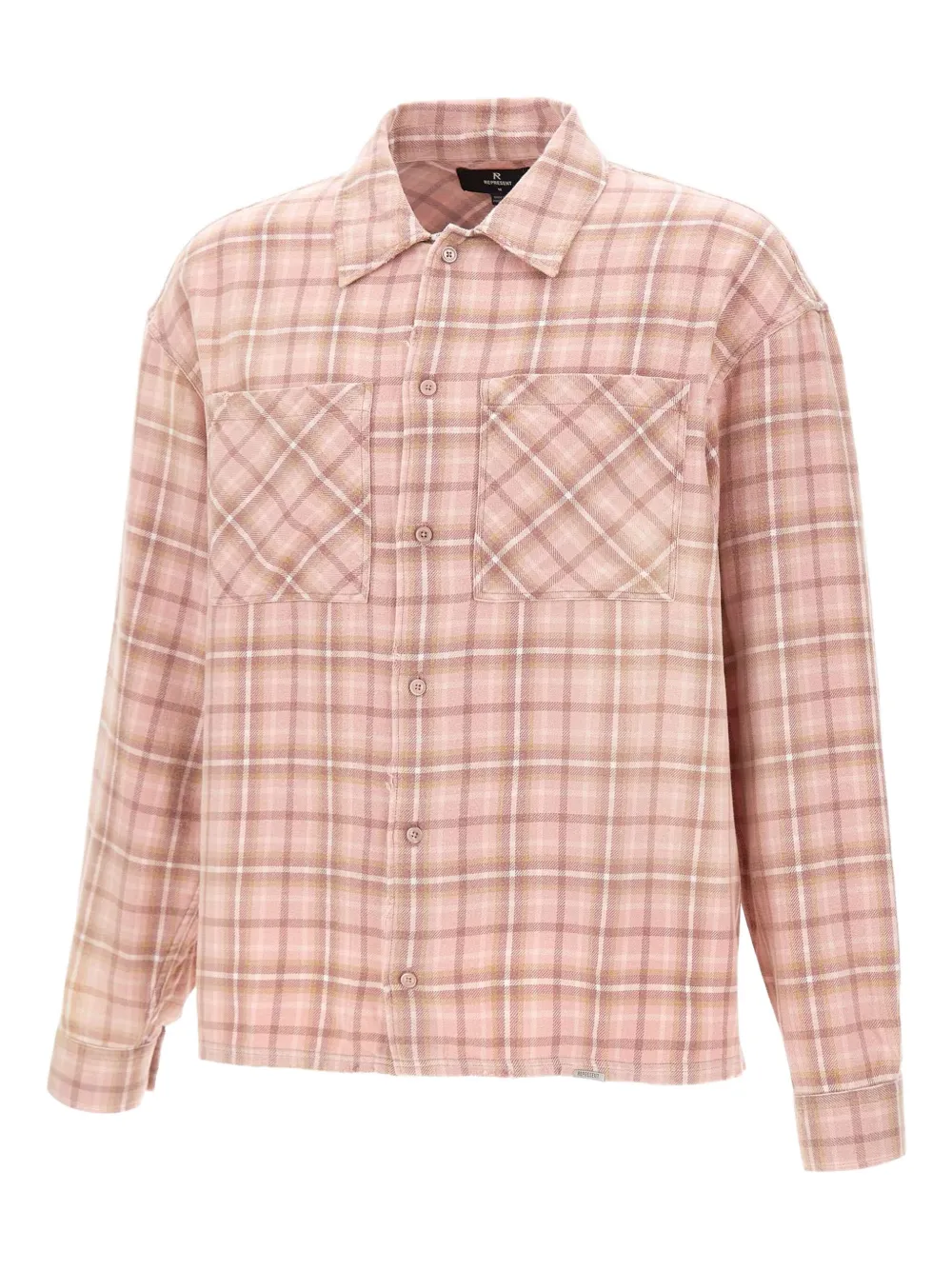 Represent check-pattern patch-pocket shirt | Pink | Image 1