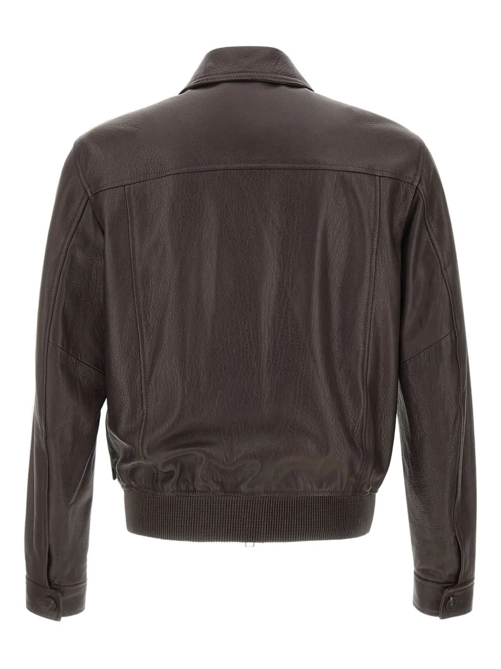 Tagliatore Leather Jacket With Collared Design And Front Pockets In Brown