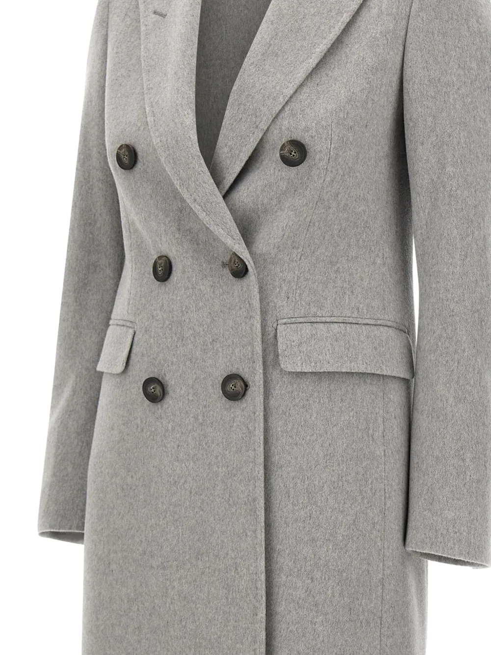 Tagliatore Peak-lapel Double-breasted Coat In Gray