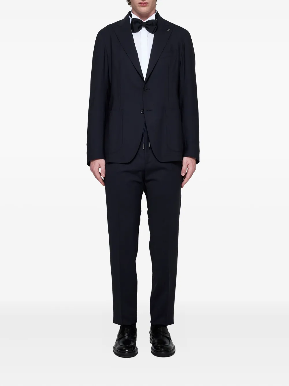 Tagliatore peak-lapels drawstring suit - Blauw