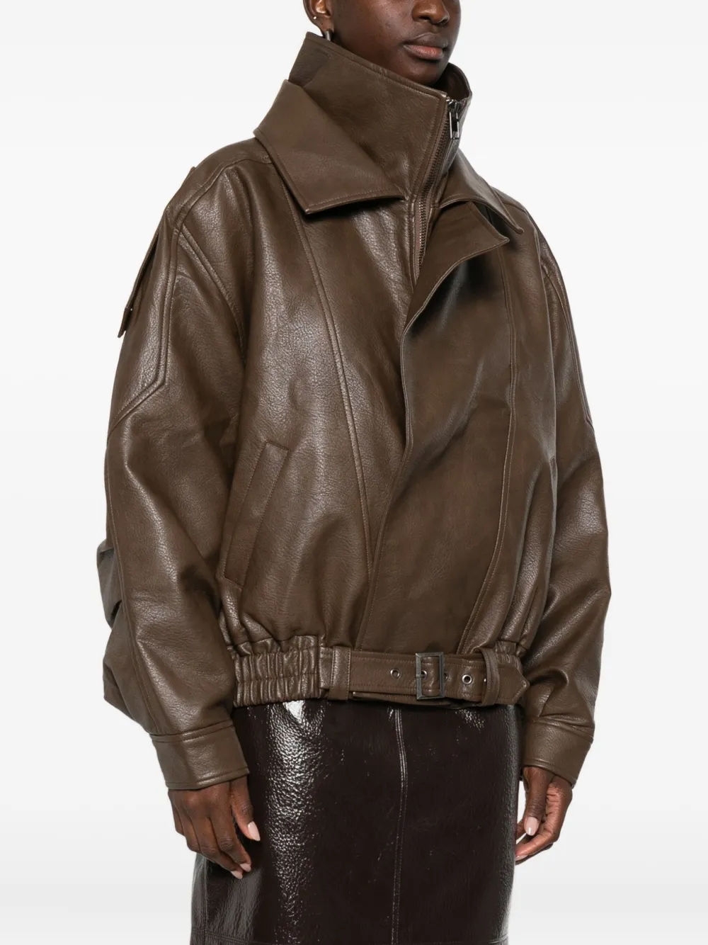Eleh Zip-up Bomber Jacket In Brown