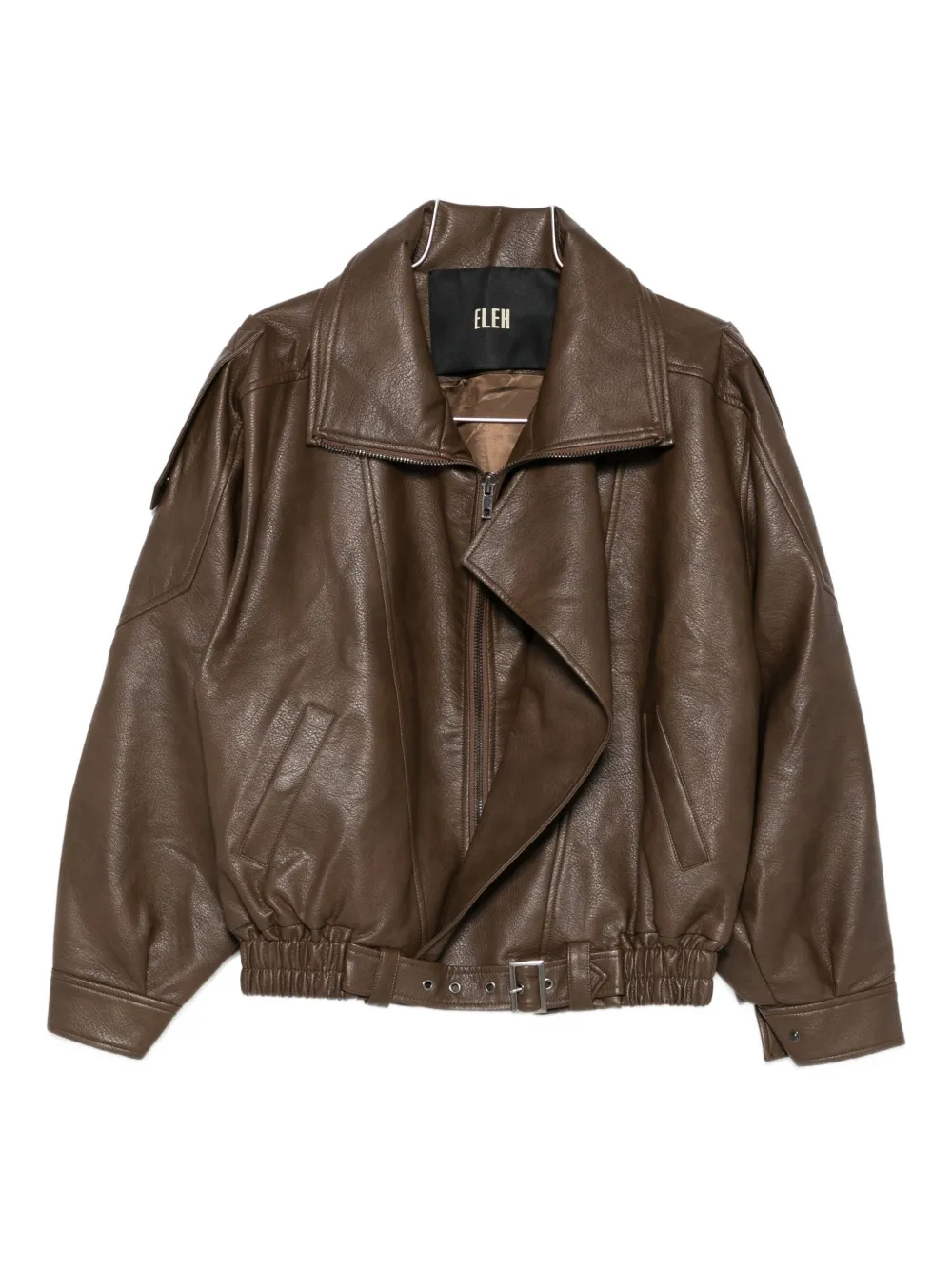 Eleh Zip-up Bomber Jacket In Brown