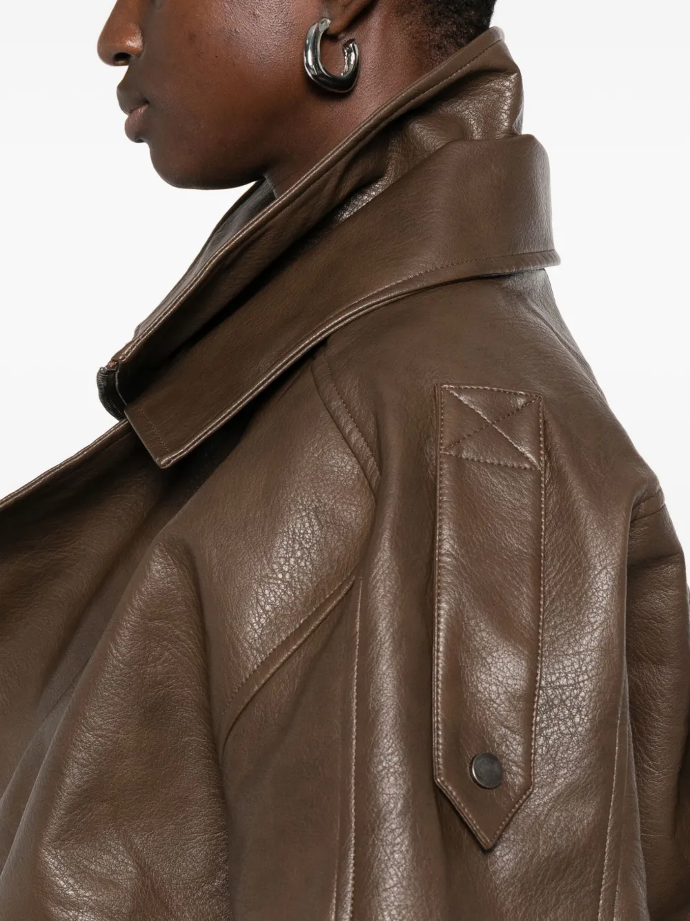Eleh Zip-up Bomber Jacket In Brown