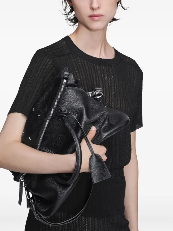 Maison Margiela SOFT 5AC グレインレザー ブラック Maison Margiela 5AC Soft ハンドバッグ M | ブラック | FARFETCH JP