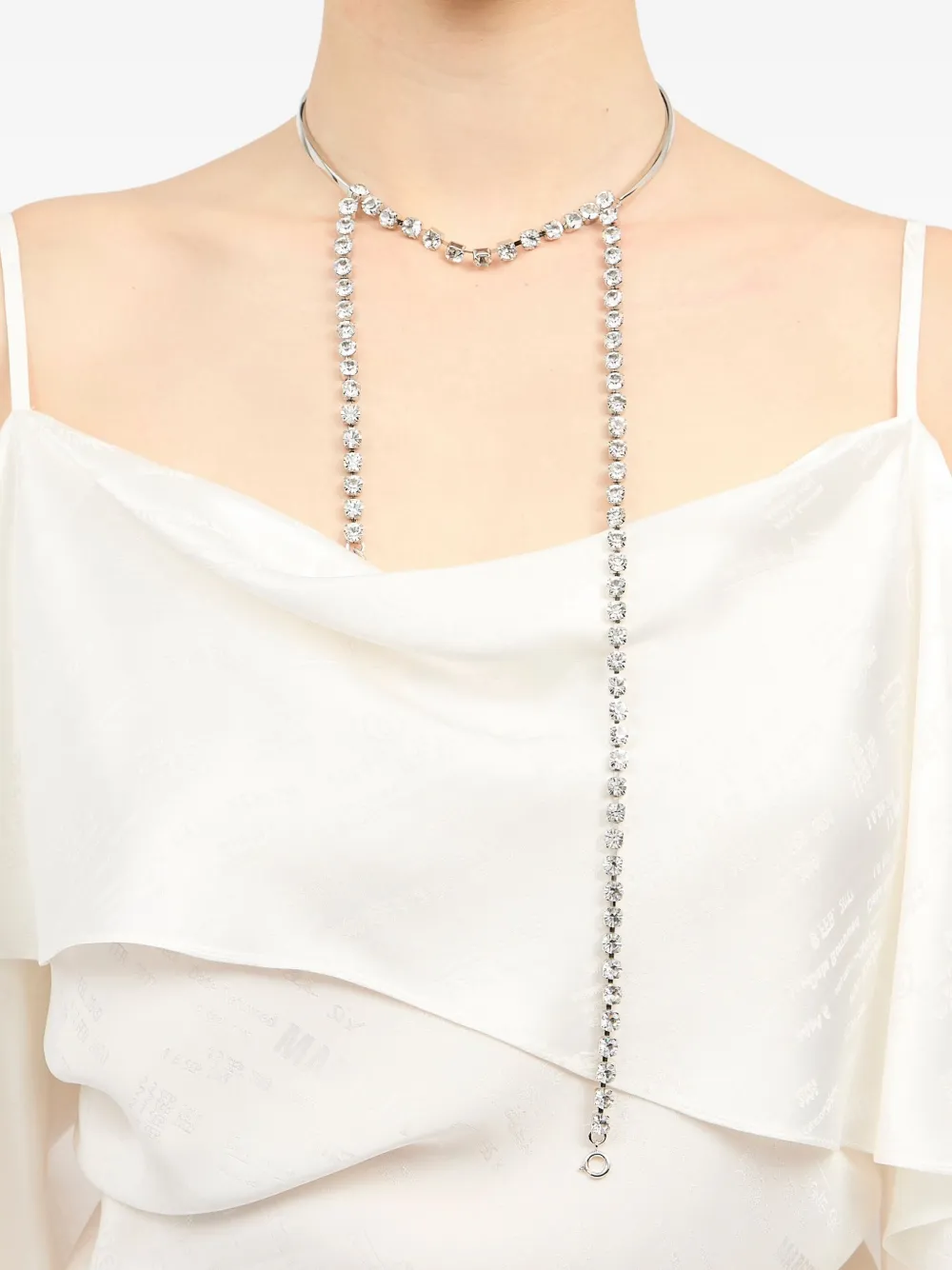 MM6 Maison Margiela Halsketting met stras hanger - Zilver