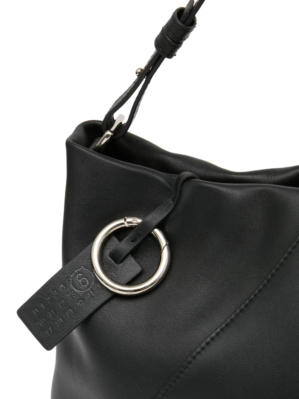 MM6 Maison Margiela Folded Leather Clutch Bag in Black, view 5