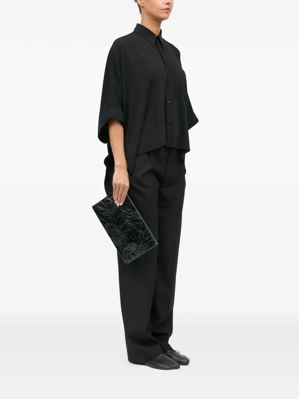 MM6 Maison Margiela Clutch met logo en stiksel Zwart