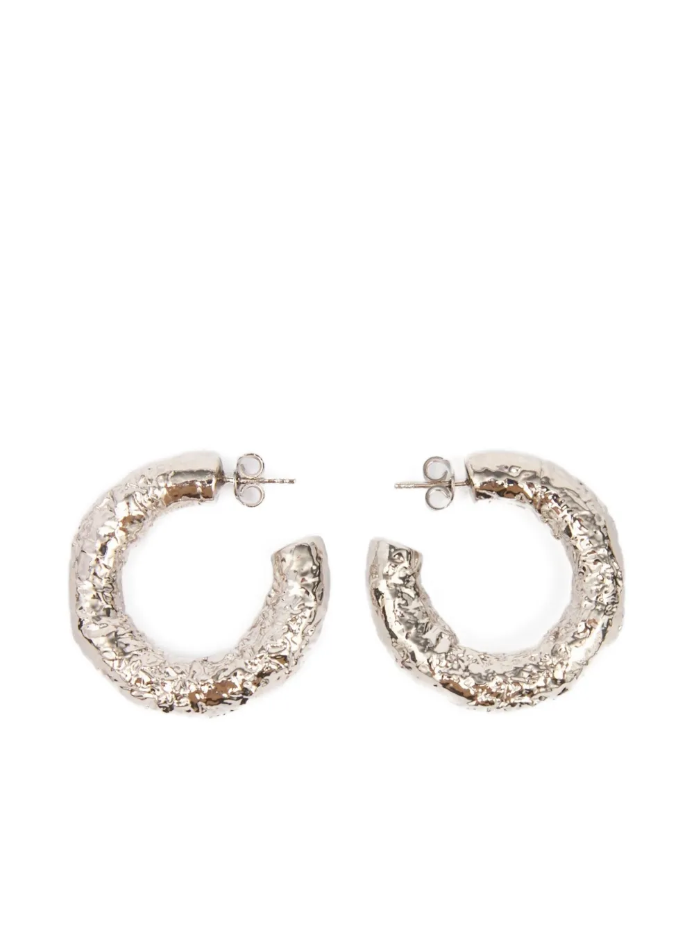 Mm6 Maison Margiela Tinfoil-textured Hoop Earrings In Brown