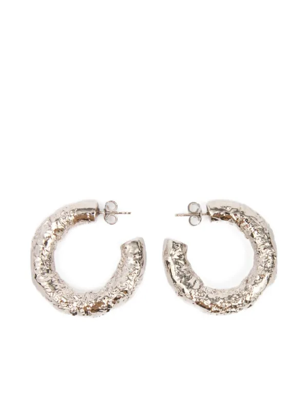 MM6 Maison Margiela テクスチャード フープピアス | シルバートーン