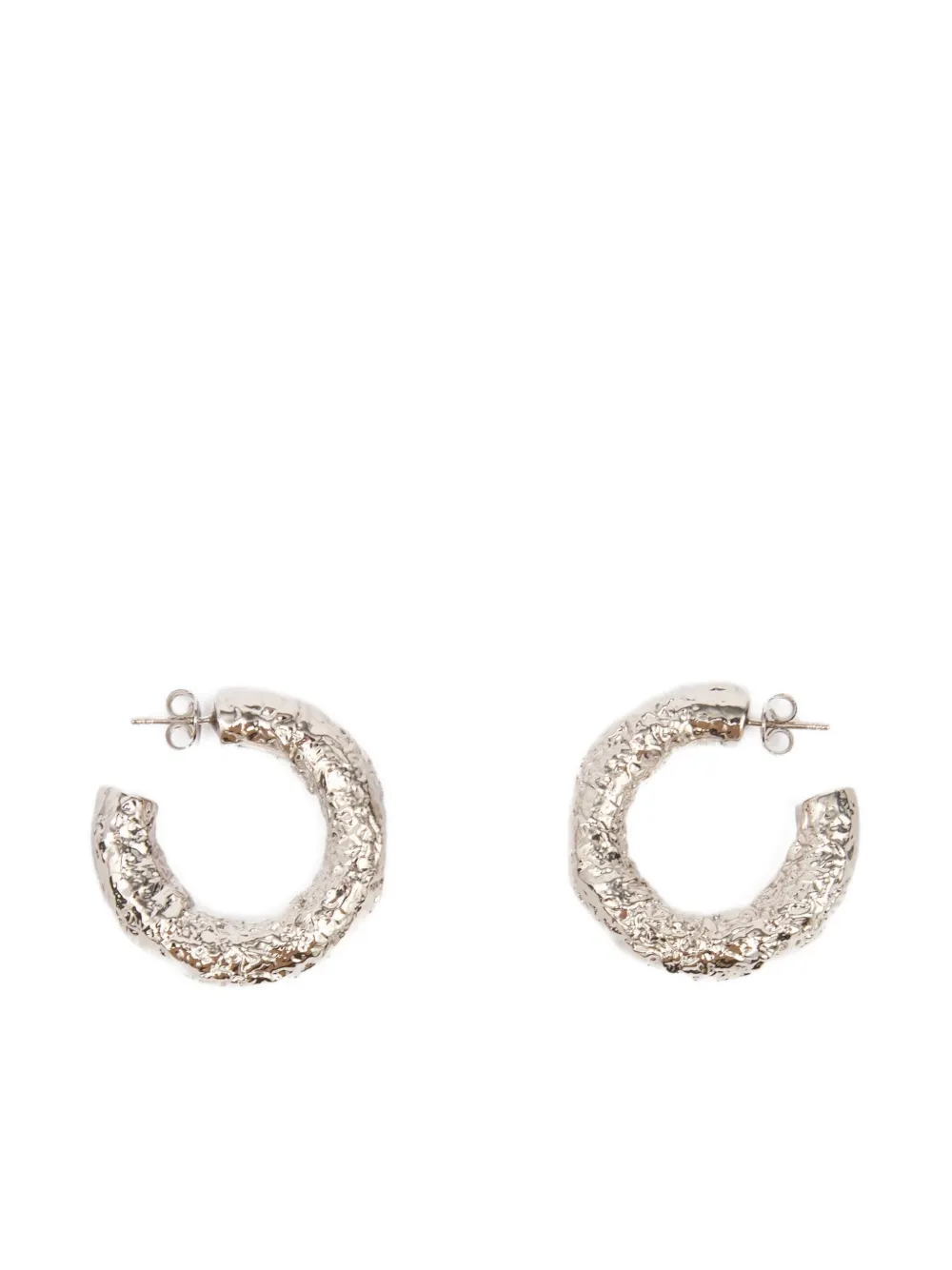 Mm6 Maison Margiela Tinfoil-textured Hoop Earrings In Brown