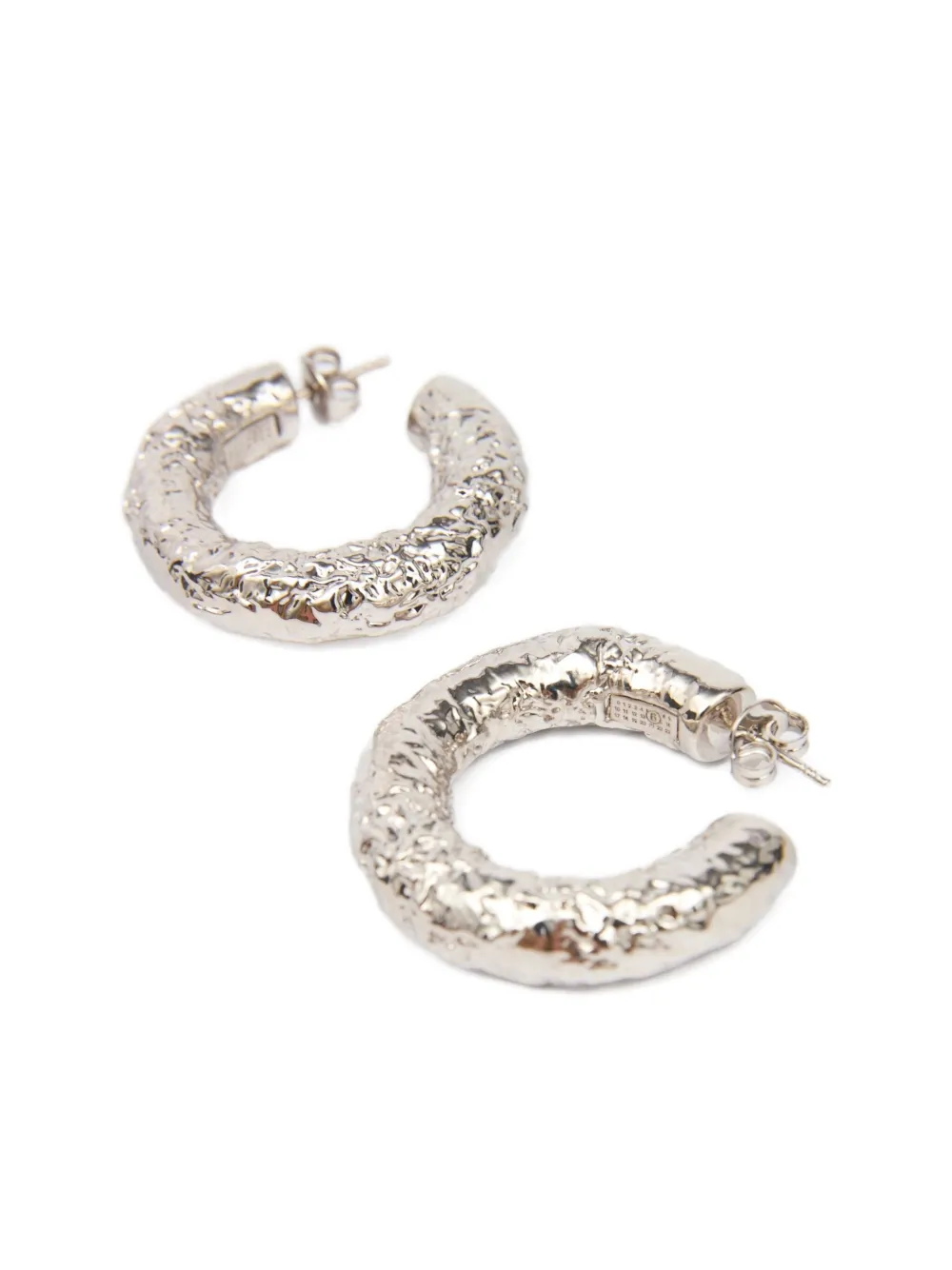 Mm6 Maison Margiela Tinfoil-textured Hoop Earrings In Brown
