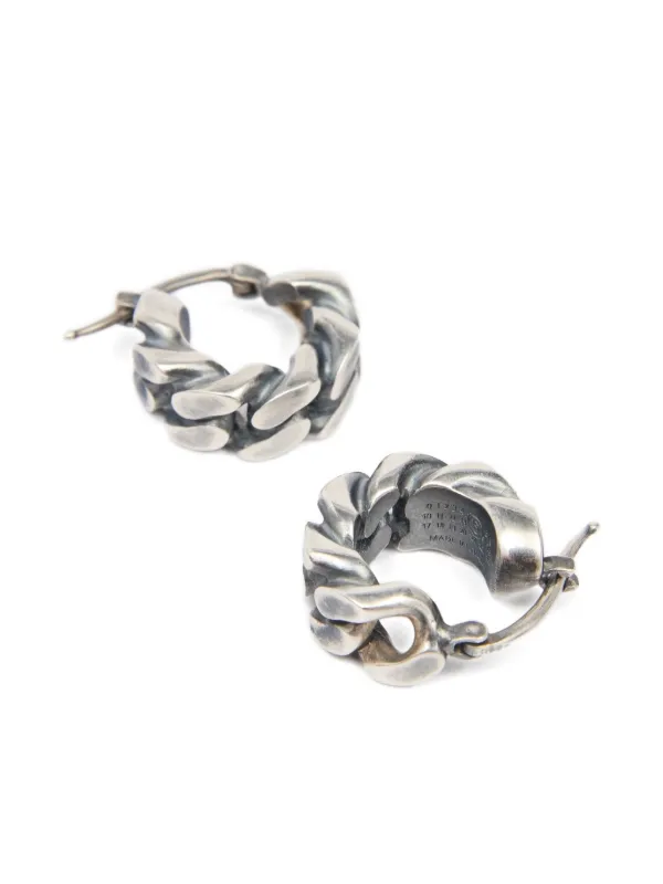 MM6 Maison Margiela Burnished Chain Earrings | Silver | FARFETCH