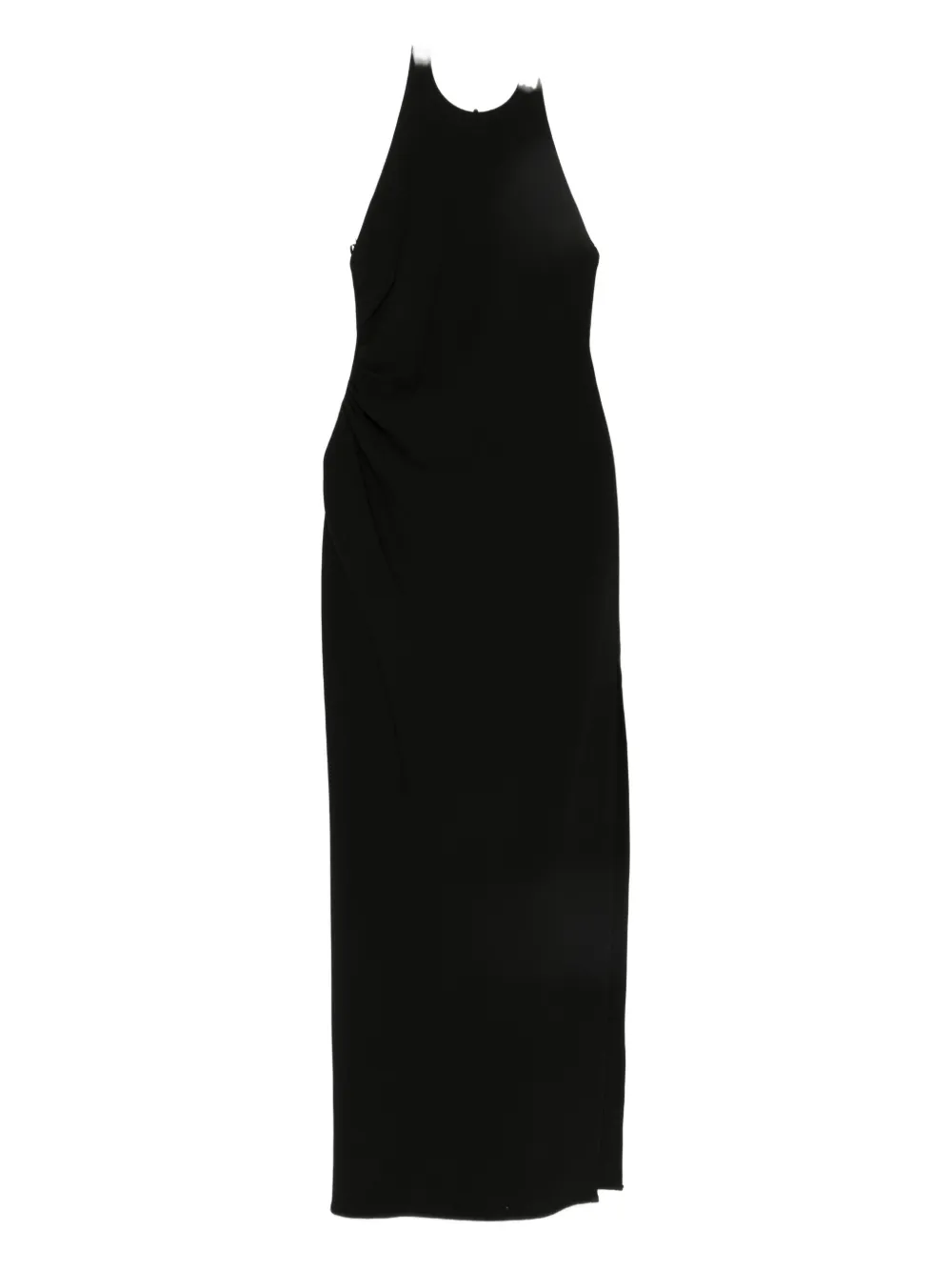 Eleh Halterneck Ruched Dress In Black