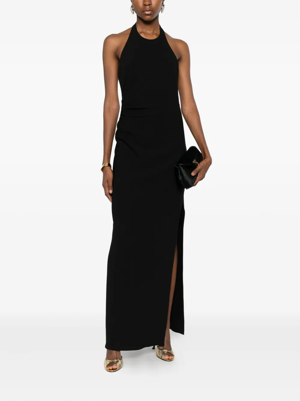 Eleh halterneck ruched dress - Zwart